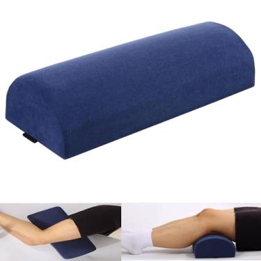 Imagem de MHRZDSH Almofada sob o joelho para dormir nas costas ou dorminhocos de lado, design ergonômico de espuma viscoelástica meia lua com elevação em cunha para suporte sob o joelho, pé, tornozelo, azul