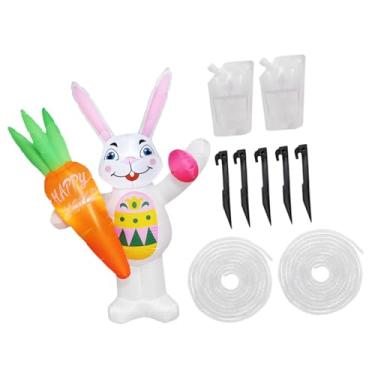 Imagem de Fenteer inflável para decoração de Páscoa, enfeite de jardim, coelhinho inflável fofo com luzes LED embutidas para festas e decoração de casa, 130 X 68 X 183 Cm