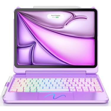 Imagem de FUWANG Capa para teclado iPad Air 5ª geração de 10,9 polegadas 2022, teclado inteligente de toque rotativo de 180° para iPad Air 4ª geração de 10,9 polegadas, hibernar/despertar automático-7