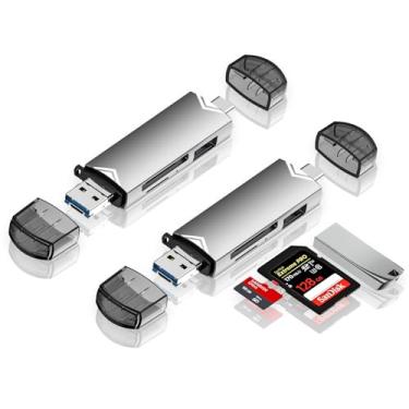 Imagem de HOYAWU Pacote com 2 leitores de cartão SD, dois compartimentos USB C para adaptador de cartão micro SD, leitor de cartão de memória para SD/Micro SD/SDHC/SDXC, compatível com MacBook Pro/Air, iPad