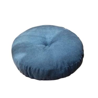 Imagem de Almofada de assento de chão cor sólida adequada para almofadas de assento redondas de ioga pufe sofá cadeira cama almofadas de assento de carro (azul, redondo 55 cm)