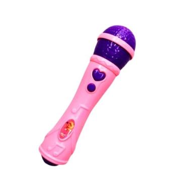Imagem de Microfone Musical Infantil para Karaokê, Brinquedo com Luzes e Sons, 3+ Anos(Rosa e Roxo)