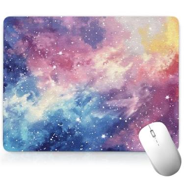 Imagem de Tapete de mesa de couro com céu estrelado, mouse pad de arte colorida, teclado de computador, mousepad à prova d'água, protetor e capa para desktop, tapete decorativo de couro PU para laptop