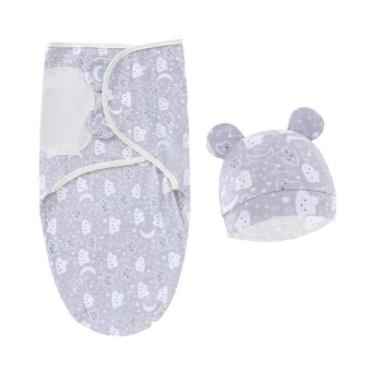 Imagem de Conjunto De Cobertor E Chapéu De Algodão Para Bebê Recém-Nascido Com E