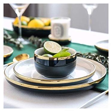 Imagem de Conjunto de jantar de cerâmica, serviço de cozinha e jantar, luxuoso, esmalte, reativo, conjunto de louças, pratos, tigelas, o melhor presente para família e amigos, criatividade, decoração de mesa de
