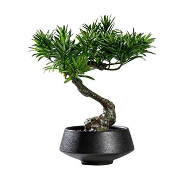 Imagem de Bonsai artificial nova árvore de bonsai artificial chinesa simulação de árvore verde pinho bem-vindo pequenos ornamentos de bonsai mesa de centro estudo armário de vinho planta bonsai bonsai árvore de