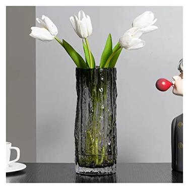 Imagem de Vaso de vidro Glacie congelado de luxo moderno para decoração de mesa com flores secas frescas e secas, utensílios decorativos, vasos de terrário, decoração de casa, centros modernos (pequeno)