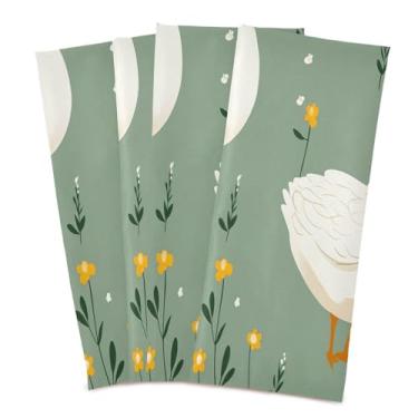 Imagem de Wassud Toalhas de cozinha gansos fofos panos de prato de cozinha pacote com 4 panos de prato macios com laço para pendurar toalha de mão super absorvente de secagem rápida toalhas de chá de mesa