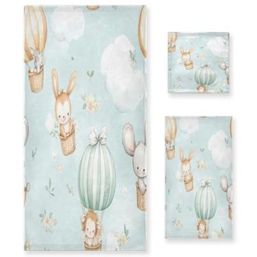 Imagem de xigua Conjunto de toalhas de banheiro com animais fofos e macios absorventes de 3 peças toalha de banho toalha de mão toalhas decorativas para banheiro, academia, hotel, praia, piscina