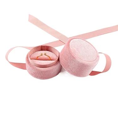 Imagem de Recipientes de armazenamento redondos caixa de anéis de brinco laço organizador de joias suporte caixa de embalagem de presente de casamento para caixas de exibição (tamanho: preto) (uma cor preta)