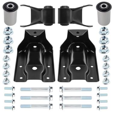 Imagem de 722-032 e 722-006 Kit de manilha de mola traseira e suporte de suspensão compatível com Chevy Silverado 1500 GMC Sierra 1500, Escalade GMC Yukon 1999-2015 Escalade GMC Yukon Chevy Tahoe Suburban 1500