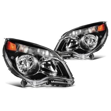 Imagem de Conjunto de farol compatível com Chevy Equinox LT/LS 2010-2015, farol de halogênio para Chevrolet Equinox 2010 2011 2012 2013 2014 2015 Substituição do lado do motorista do lado do passageiro preto