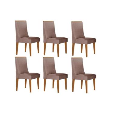 Imagem de Kit 6 Cadeiras de Cozinha Dakota 6 Un Naturale/Linho Capuccino - Rufato