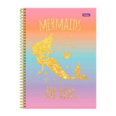 Imagem de Caderno Univ Mermaids Are Real 80 Folhas Sereia - Foroni