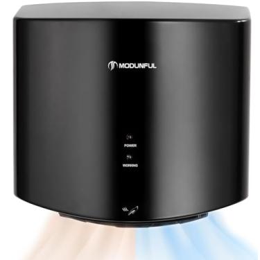 Imagem de modunful Secador de mãos turbo e suave de 9 segundos para casa - super silencioso, fácil instalação, ar duplo quente/frio, 110 V plug-in (cinza fosco)