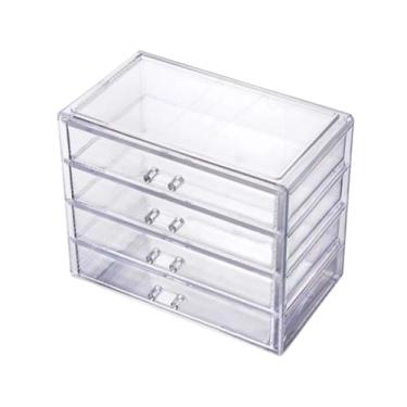 Imagem de Kit 2 Porta Maquiagem Pinceis Joias Pulseiras Aneis 4 Gavetas em Acrilico Organizador