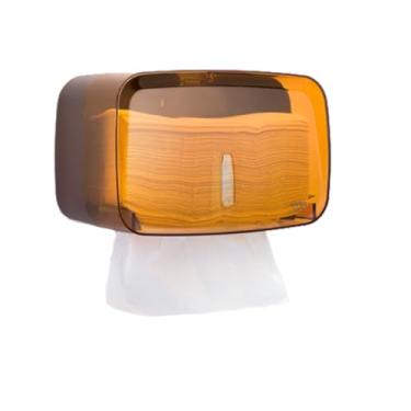 Imagem de Porta Papel Toalha Interfolha Dispenser Compacto Marrom com Visor e Fita Adesiva