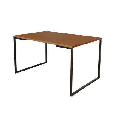 Imagem de Mesa De Jantar Industrial Base Ferro Preto Tampo 137X90 Canela Cor: Marrom