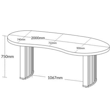 Imagem de Mesa Para Escritório Com Tampo Curvado E Pés Ripados Nogal/preto