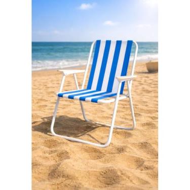 Imagem de Kit com 2 Cadeiras de Praia Dobráveis Reforçadas – Cadeira de Camping Portátil até 120kg (1 CADEIRA)