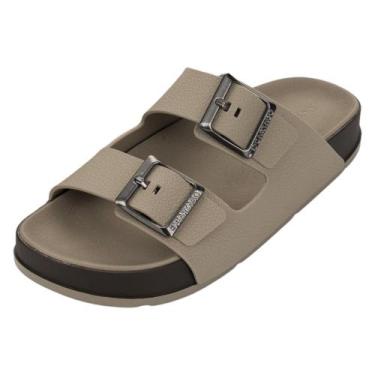 Imagem de Chinelo Slide Masculino Conforto Casual Milao Plus Cartago, Marrom, Be