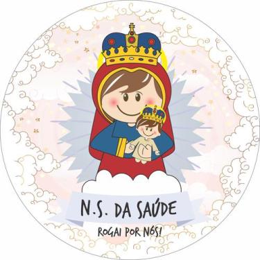 Imagem de Painel de Lona Redondo Santinhos Católicos Nossa Senhora da Saúde - Fa