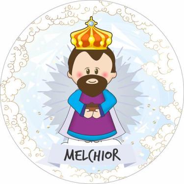 Imagem de Painel de Lona Redondo Santinhos Católicos Santo Rei Mago Melchior - F