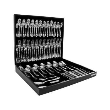 Imagem de Faqueiro Tramontina Inox 76 Peças Satri 66982304 com Estojo, Inox, 76