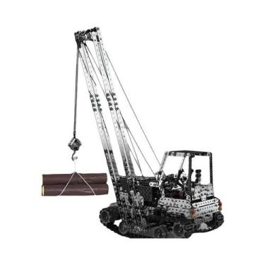 Imagem de Caminhão De Blocos De Montar 3D De Metal Com Guindaste E Empilhadeira,