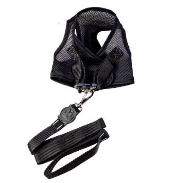 Imagem de Coleira Peitoral Aerado Com Guia Preto Pp - Nicapet