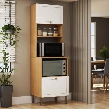Imagem de Torre Quente com Espaço para Forno e Microondas 100% Mdf Internacional Cinamomo/Branco