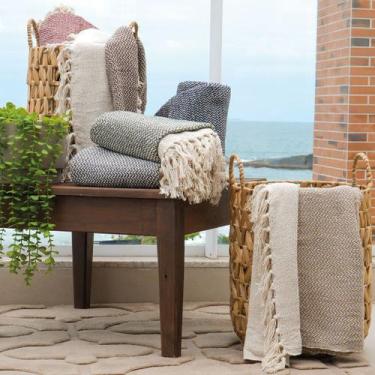 Imagem de Manta Sofá Decorativa Ecotrama com Franjas 120x150cm Bene Casa Vermelh