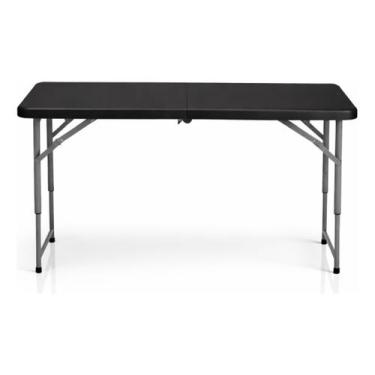 Imagem de Mesa 122x60 Dobravel Portatil Maleta Camping Plastico Preta - Durey