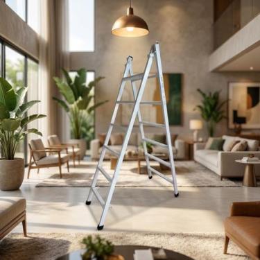 Imagem de Escada Extensiva de Aço 6x10 Degraus Reforçado 3 em 1 com Trava - ARKE