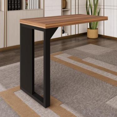 Imagem de Mesa Auxiliar Direita e Esquerda Pé Quadro 90x45x73cm 90cm Marrom e Pr