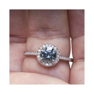 Imagem de Anel De Moissanite Cinza 1CT Em Prata 925 Para Mulheres, Joias De Moda