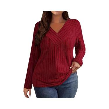Imagem de Camiseta Plus Size Elegante e Casual de Manga Comprida para Mulheres, 