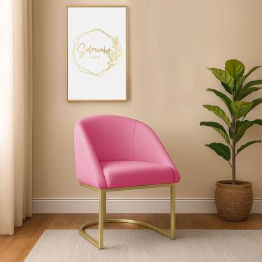 Imagem de Poltrona Lua Decorativa para Quarto em Tecido Veludo Giratória Confortável Rosa