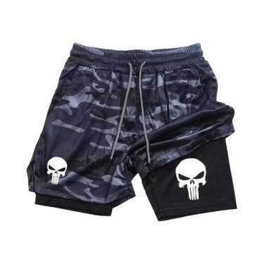 Imagem de Shorts Esportivos Masculinos 2 Em 1 De Secagem Rápida Com Bolso Para C