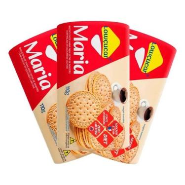 Imagem de Kit 3 Lowçucar Biscoito 110G Maria Zero Lactose Diet Adoçado com Stevi