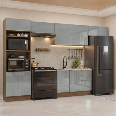 Imagem de Armário de Cozinha Completa 350 cm Rustic/Cinza Lux Madesa 01, Rustic/