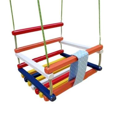Imagem de Balanço Gangorra Infantil Madeira 35x35 Colorido Até 80kg. - SHOPPINGN