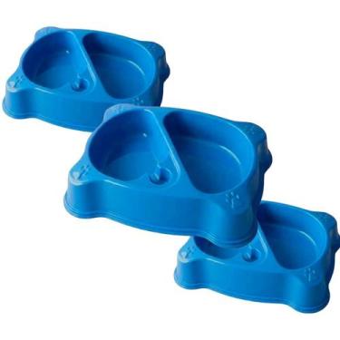 Imagem de Combo 3 Comedouro Duplo Garrafa Adulto 1200mL Mypetone - Azul