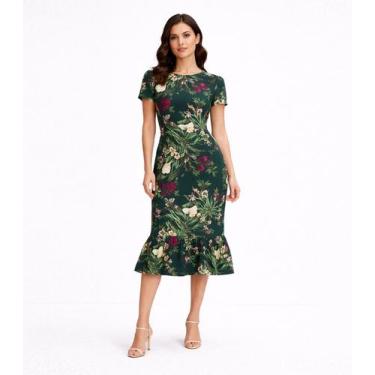 Imagem de Vestido Feminino Midi Slim Em Suplex Select Verde, G, Verde