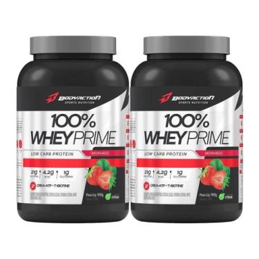 Imagem de Kit 2X 100% Whey Prime Concentrado - 900g Morango - BodyAction - Body 