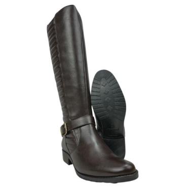 Imagem de Bota Montaria Feminina Kedoll Arara Brasil Brown Com Fivela Dourada Re