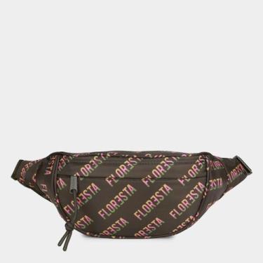 Imagem de Pochete Farm Dengo Floresta Tipográfica Feminina, Preto, Branco, Único