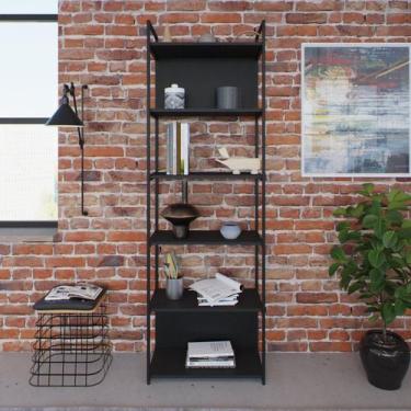Imagem de Estante Alta com 6 Prateleiras 185x60x33cm com Fundo Yon Preto - Metal