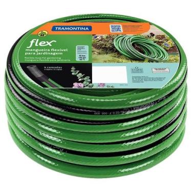 Imagem de Mangueira Jardim Tramontina Flex Verde Com Faixa Preta 4 Camadas 15m