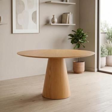Imagem de Mesa de Jantar Cone Redonda Laminado em Madeira 120cm Cairo Yescasa Ma